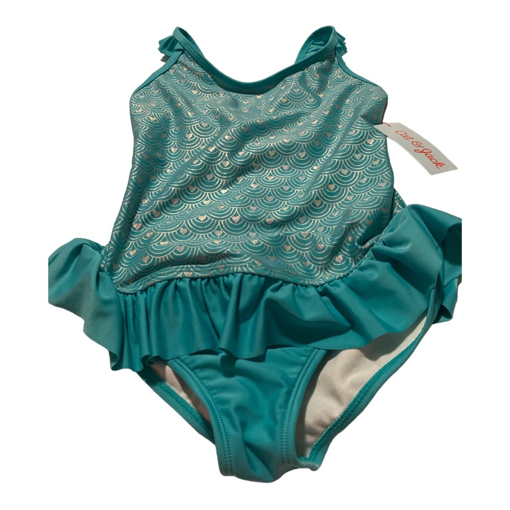 Cat & Jack Turquoise Blue Girls Size Medium M Plus Bathing Suit